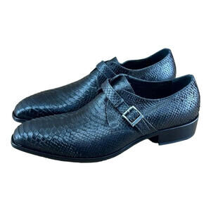 Jo Ghost Croc Embossed Monk Shoes Men black